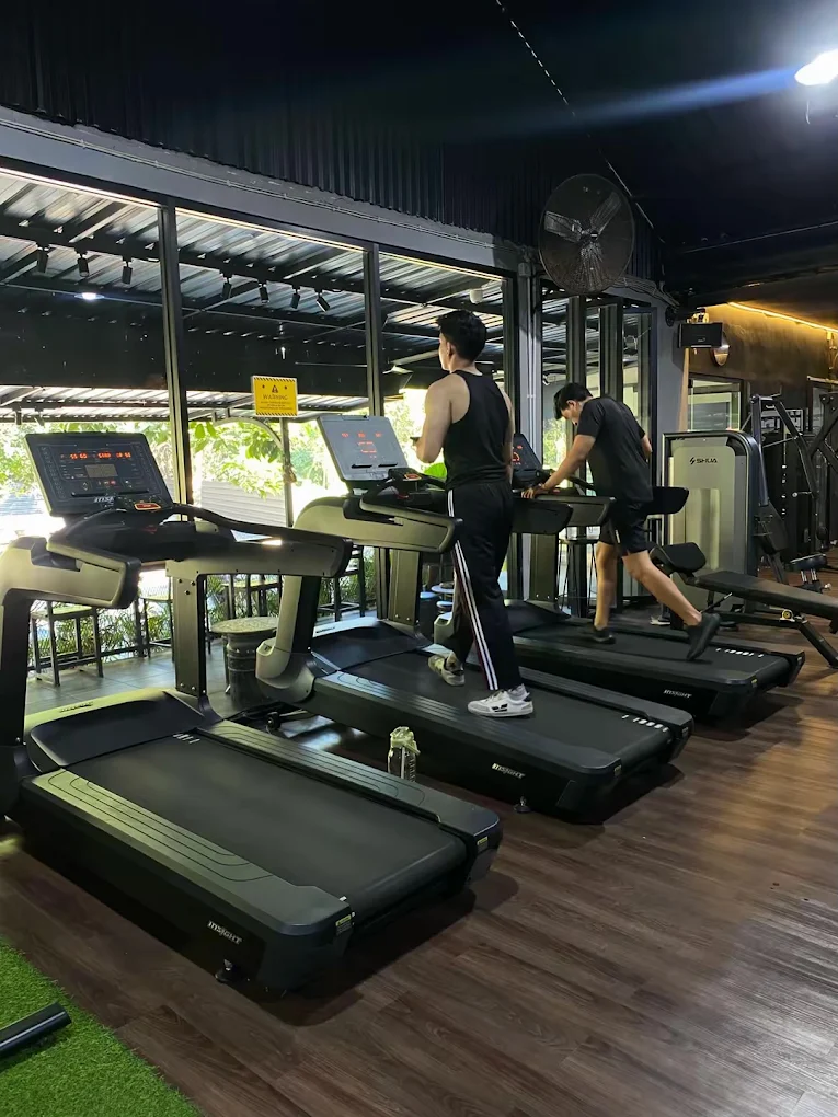Deretan treadmill di area kardio Taurus Gym